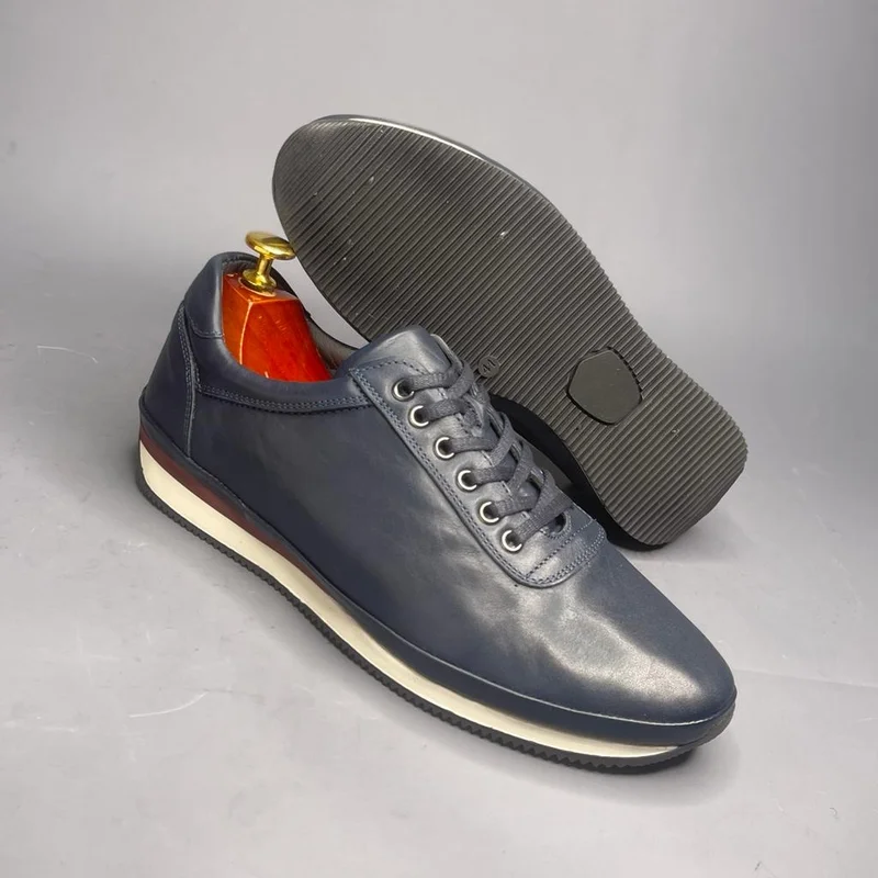Grey Aldo Genuine Leather Sneakers Comfortable Flexible Sneakers