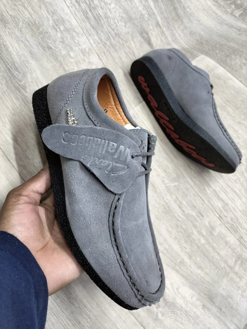Grey Clarks wallabees Kids casual Lowtop shoes rubber Shoes