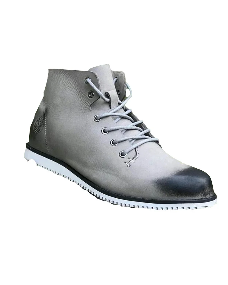 Grey Timberland Leather Vibram Boots