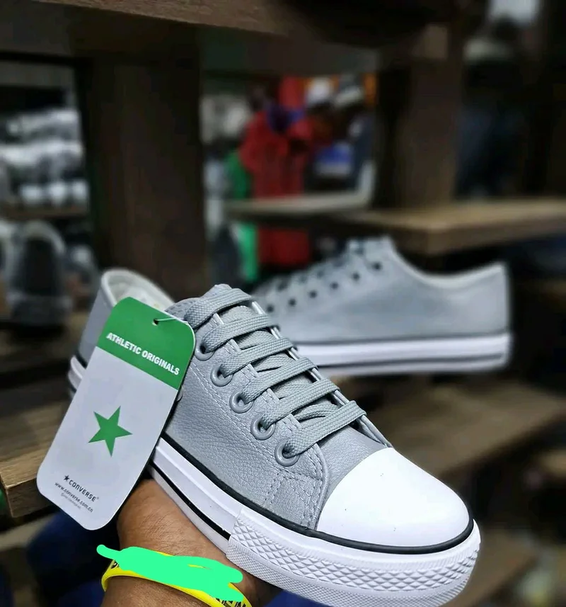 Grey White Leather Converse Shoes All Star Sneakers