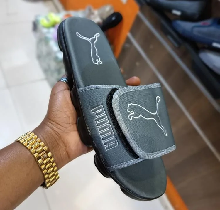 Grey White Puma Unisex  Slides