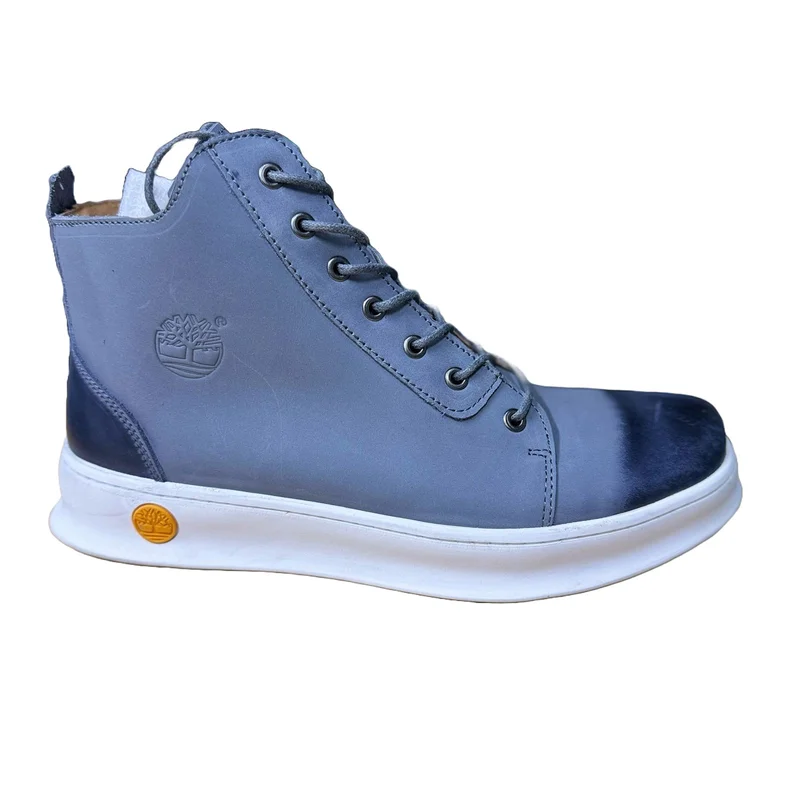GREY- NEVY BLUE TIMBERLAND HIGH-TOP BOOTS