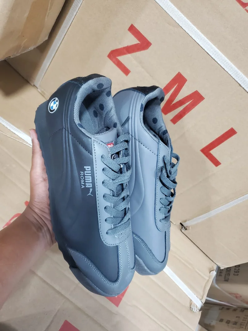 Grey-Black Lace-Up Casual BMW  Puma Roma  Sneakers