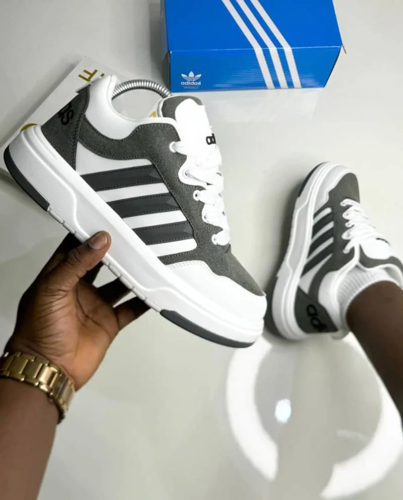 GREY-WHITE ADIDAS CLASSIC SNEAKERS