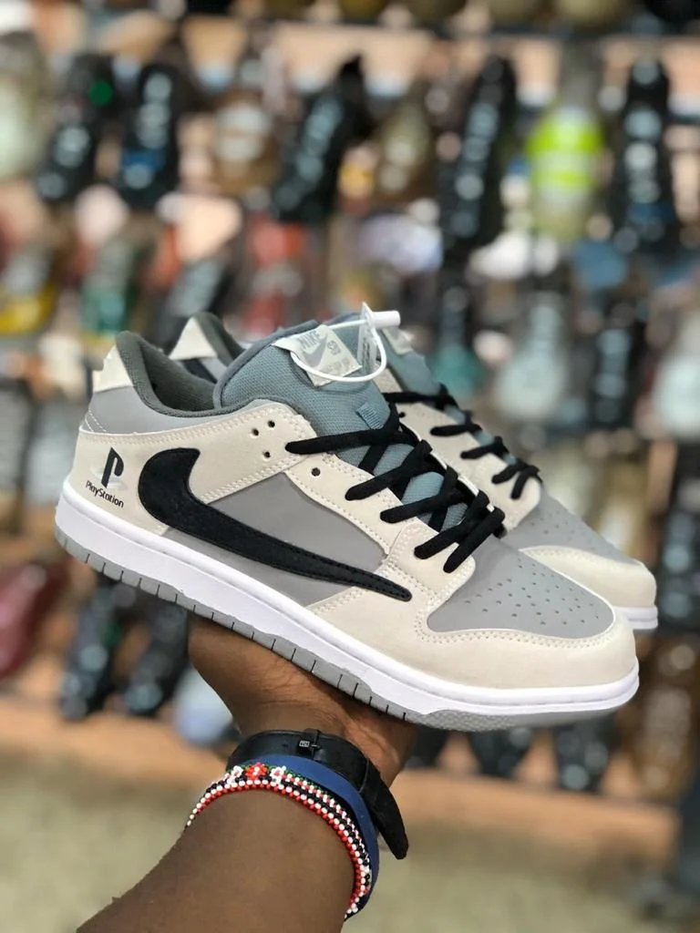 Grey-White-Black Nike Dunk Low Travis Scott X Playstation