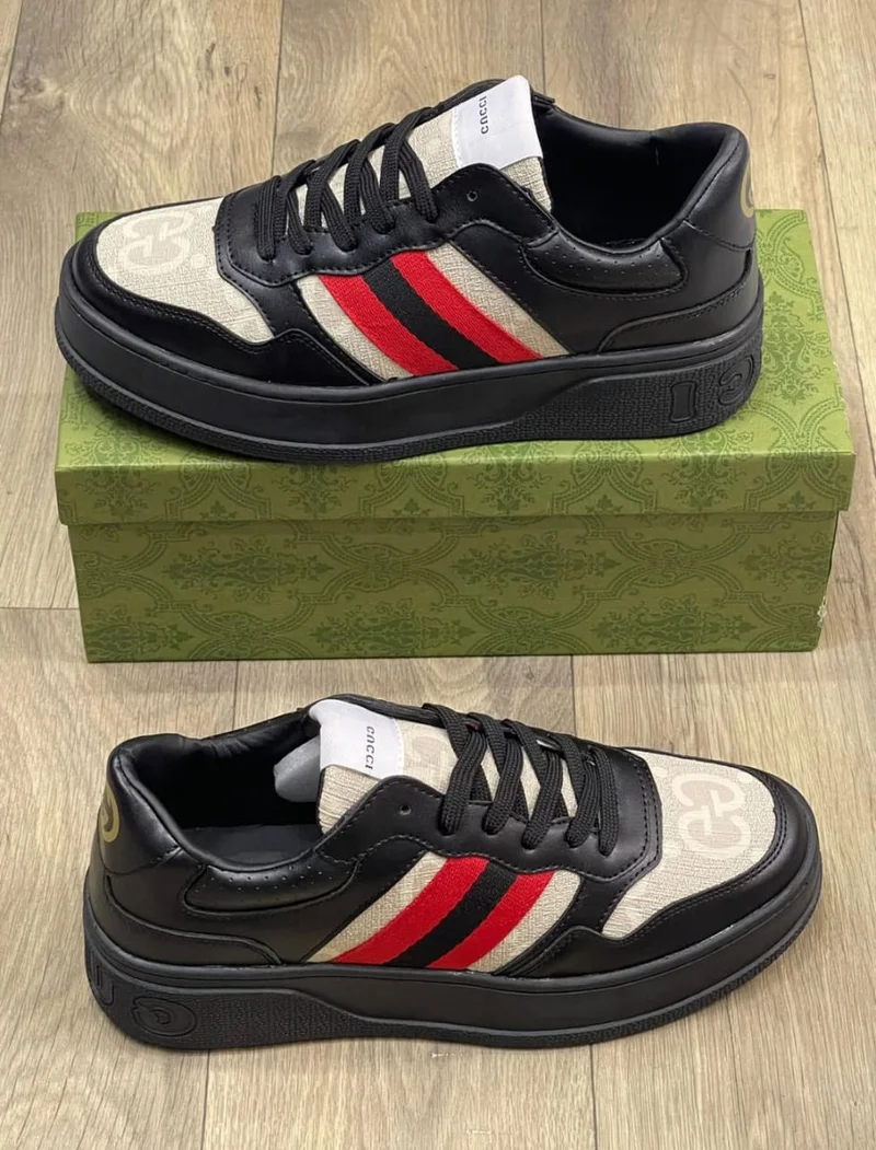 Gucci GG Chunky Men's Black And White Low Top Sneakers New