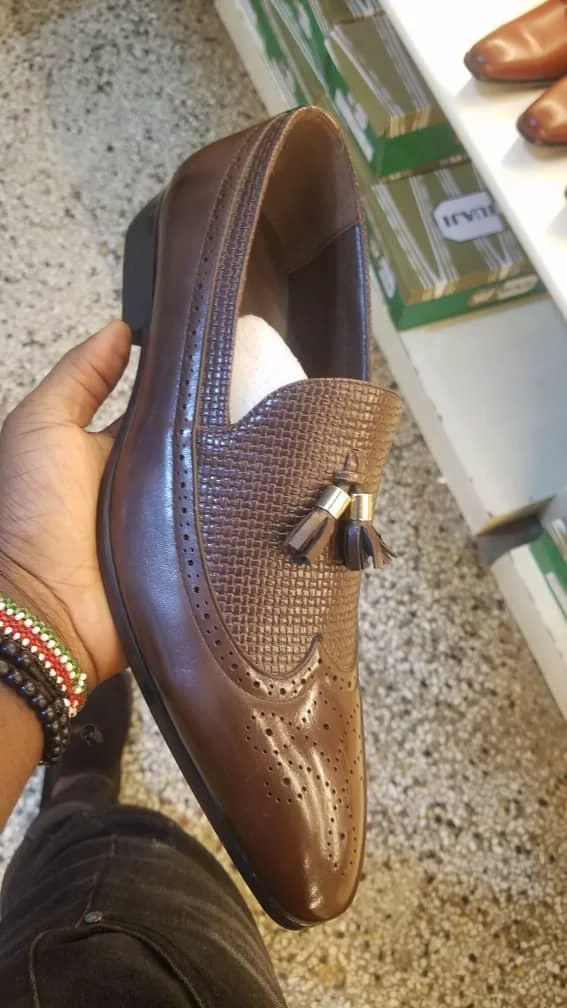 Huaji Slipon Brown Leather Quality Official Sharp Toe Shoes