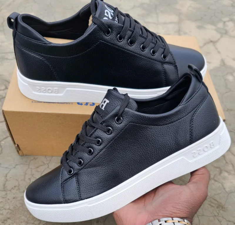 Hugo Boss Unisex Leather Sneakers-Black