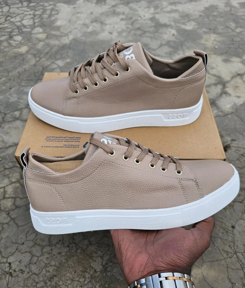 Hugo Boss Unisex Leather Sneakers-brown