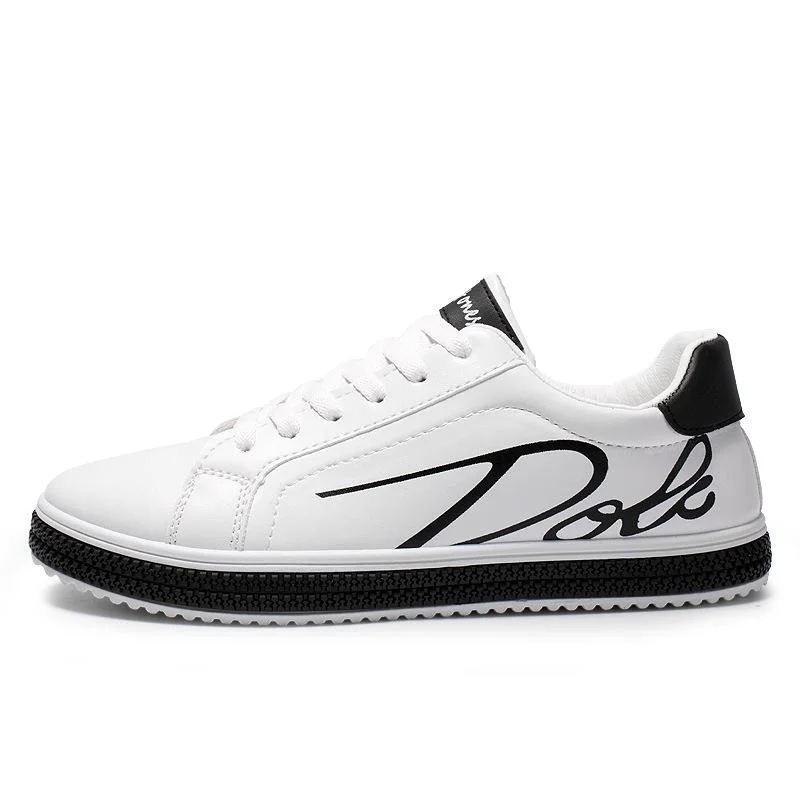 Italian Casual Comfortable Fashion Laced Mens Sneakers White Black