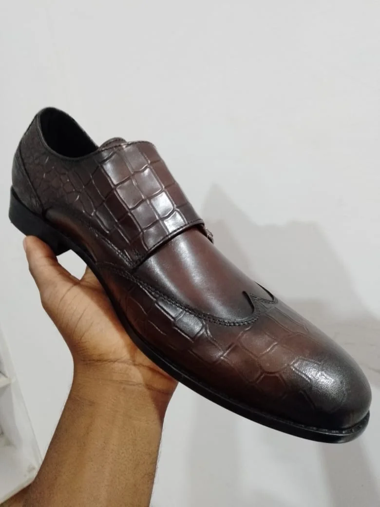 John Foster Double Buckle Premium Leather Dark Brown Official Shoes