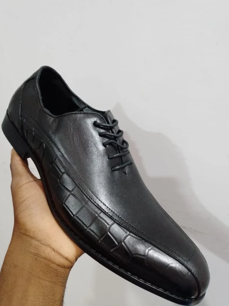 John Foster Laced Premium Leather BlackOfficial Shoes