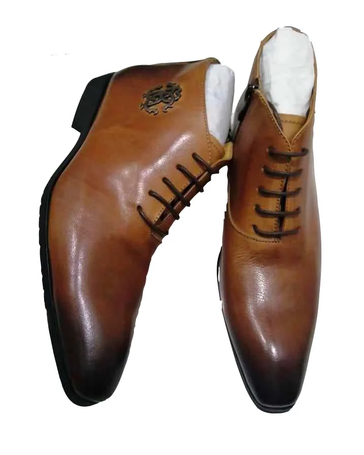 John Foster Men  Lace Up Men High Top Leather Shoes Men Boots