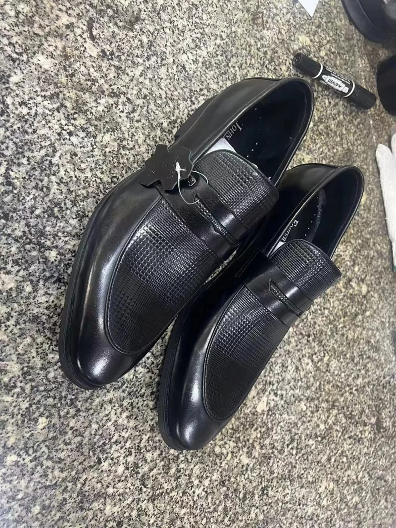 John Foster Slipon Quality Premium Leather Black Loafer Official Shoe