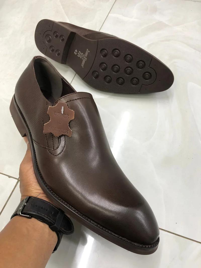 John Foster Slipon Quality Premium Leather Dark Brown Official Shoes