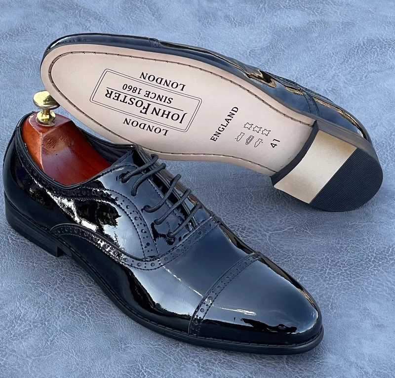 Johnfoster Oxford Premium Leather Lace up Official Black Shoe,.