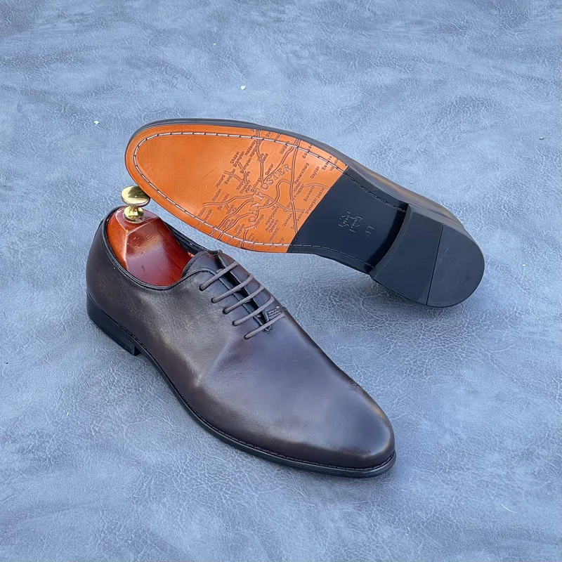 Johnfoster Oxford Premium Leather Lace up Official Shoe- Coffee Brown,.