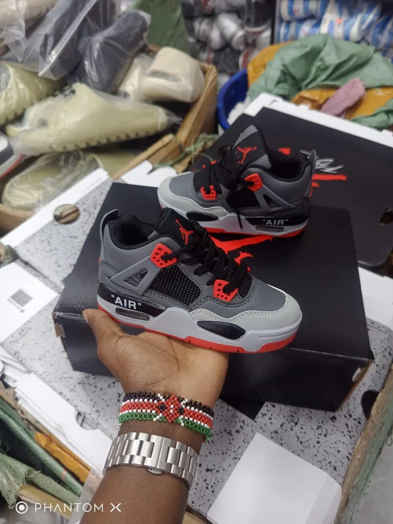 Kids Air Jordan 4 Retro Infrared Black Grey