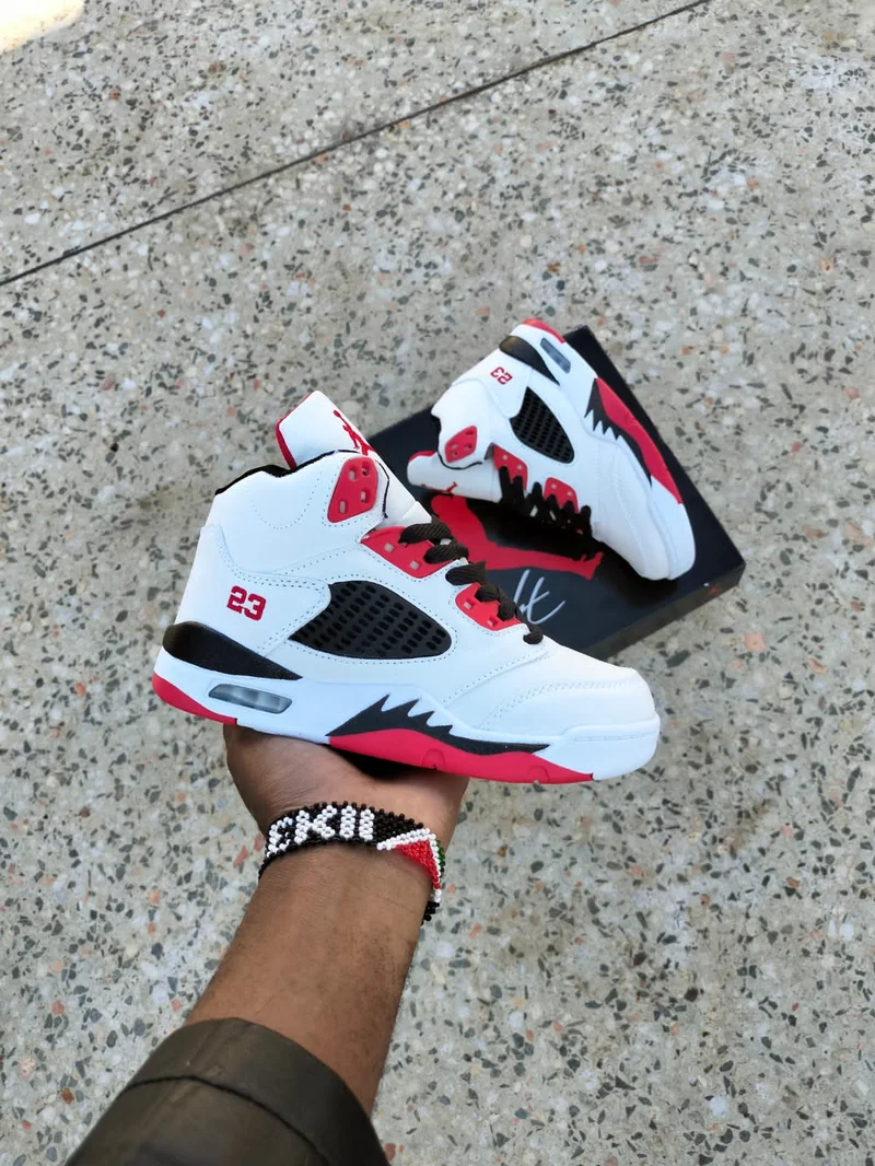 Kids Air Jordan 5 OG 90 White Red Black