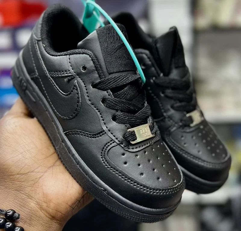 Kids All Black Nike Air Force 1 Children Sneakers
