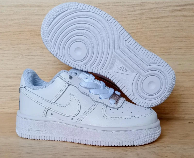 Kids All White Nike Air Force 1 Children Sneakers