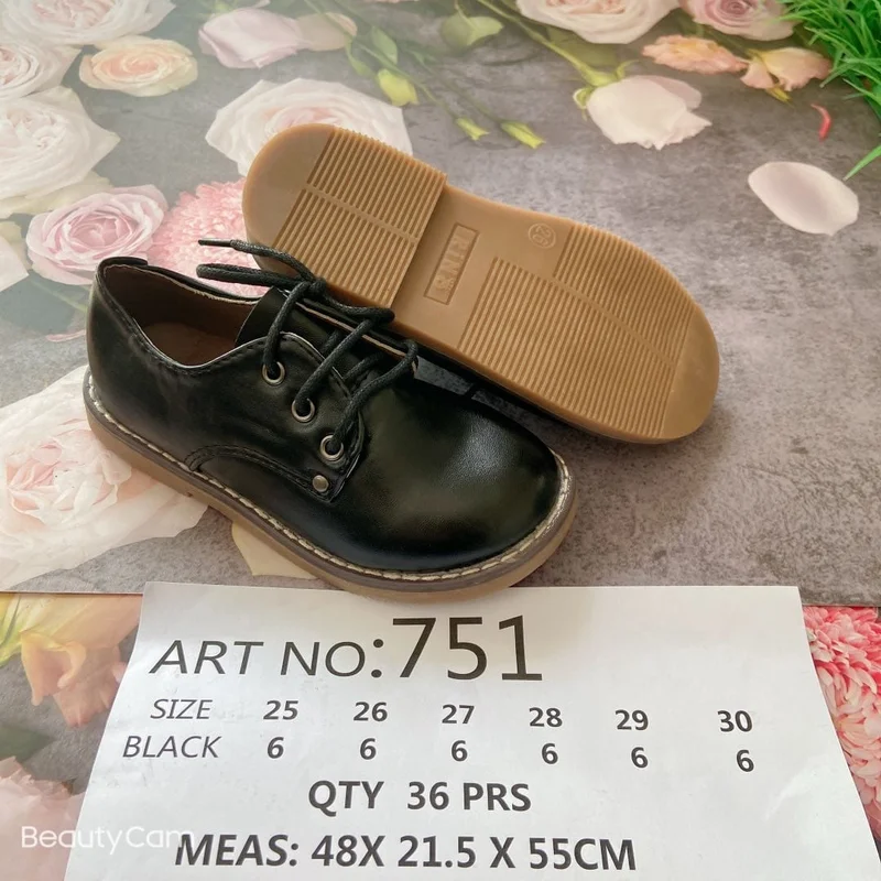 Kids Black Back To School Laced Shoes