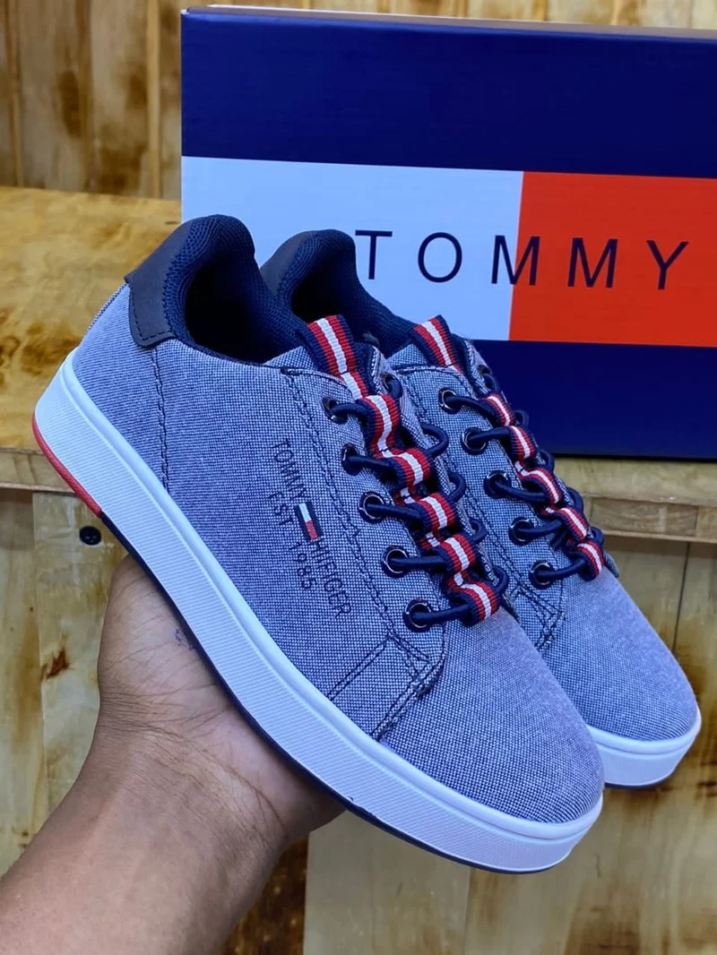Kids Grey Canvas Tommy Hilfiger Sneaker Children Shoes