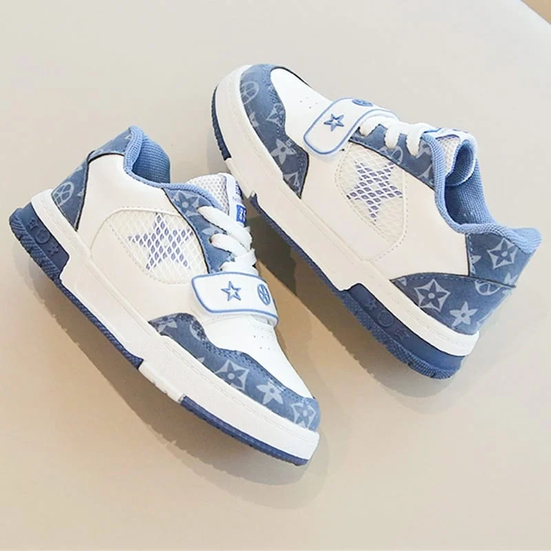 Kids' White-Blue Sneakers - Trendy, Comfortable, Durable for Little Fashionistas