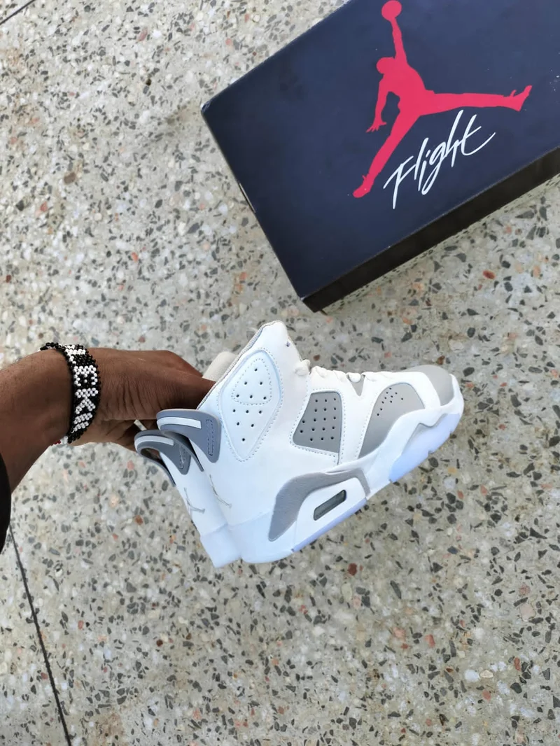 KidsAir Jordan 6 Retro GS White Grey