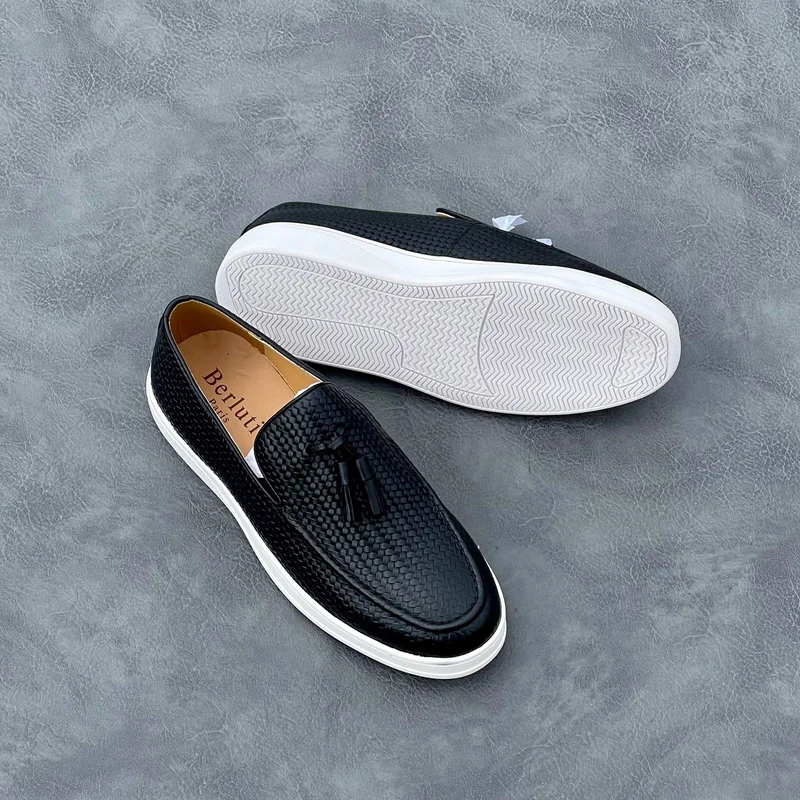 Kiltie Black White Sole Casual Mens  Berluti shoes
