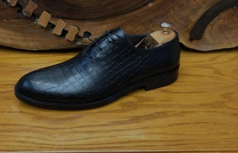 Laced Shoes Design Premium Leather Official Shoes Men Animal Black