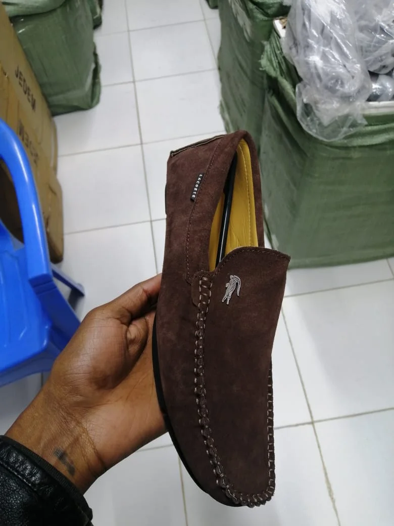 Lacoste Suede Mens Loafers Shoes Brown