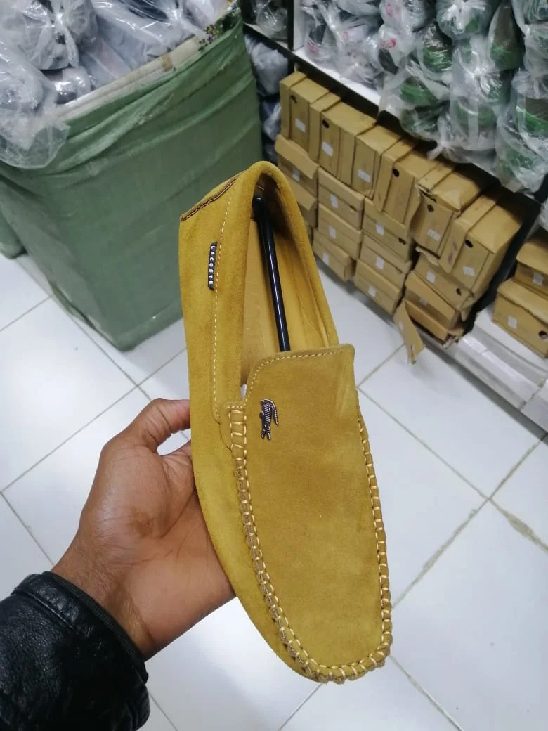 Lacoste Suede Mens Loafers Shoes Mustard