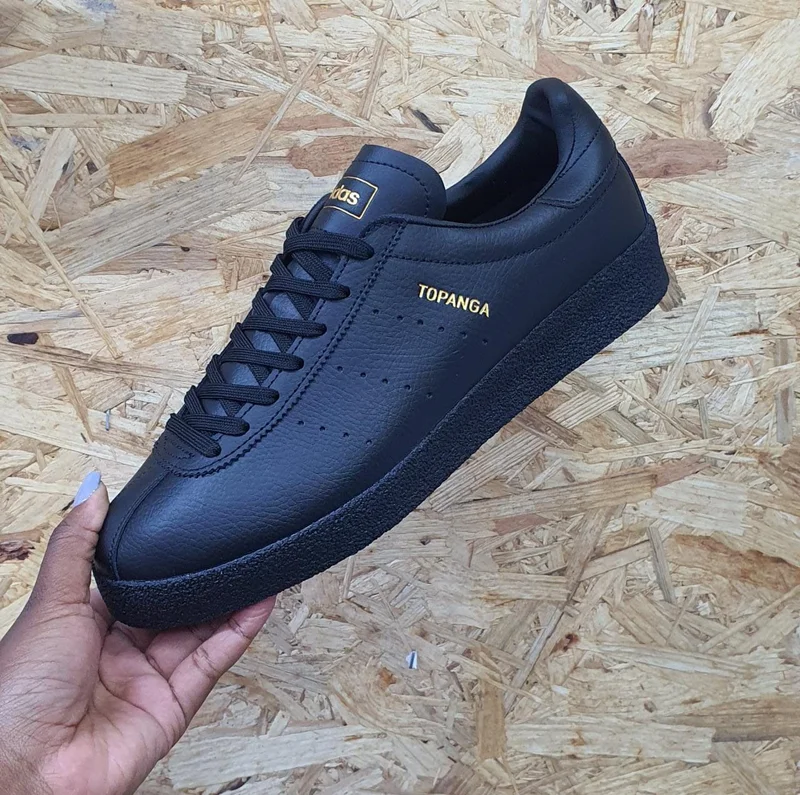 Adidas Topanga Black Leather Sole Sneaker Shoes