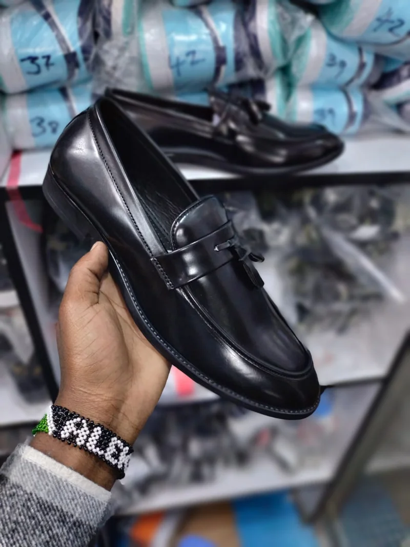 Leather Quality Official/ Casual Slipon Black Mens Shoes with Kiltie