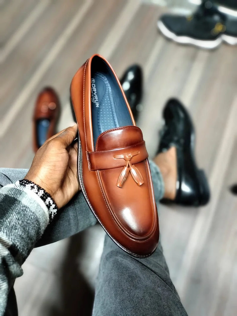 Leather Quality Official/ Casual Slipon Brown Mens Shoes with Kiltie