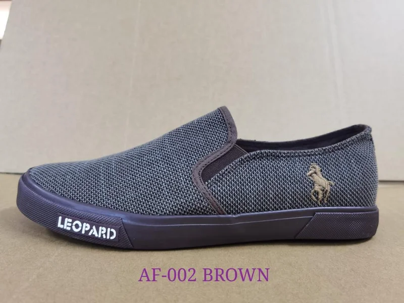 Leopard Comfortable Brown Mens Rubber Canvas Shoes