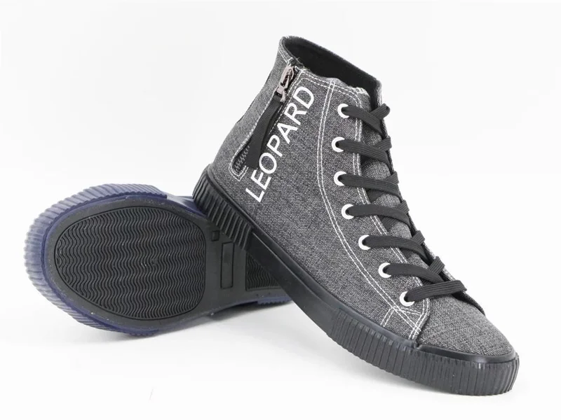 Leopard High Cut Design Fashion Mens Rubber Canvas Shoes