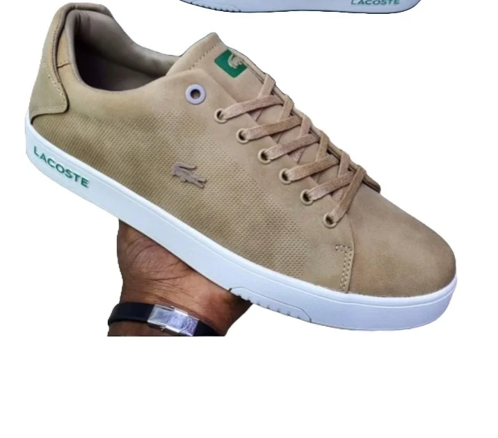 LIGHT TAN FASHION  LACOSTE  LEATHER SNEAKERS