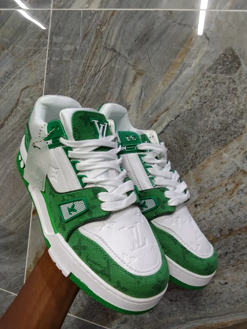 Louis Vuitton LV Monogram Green Denim Trainer Sneakers