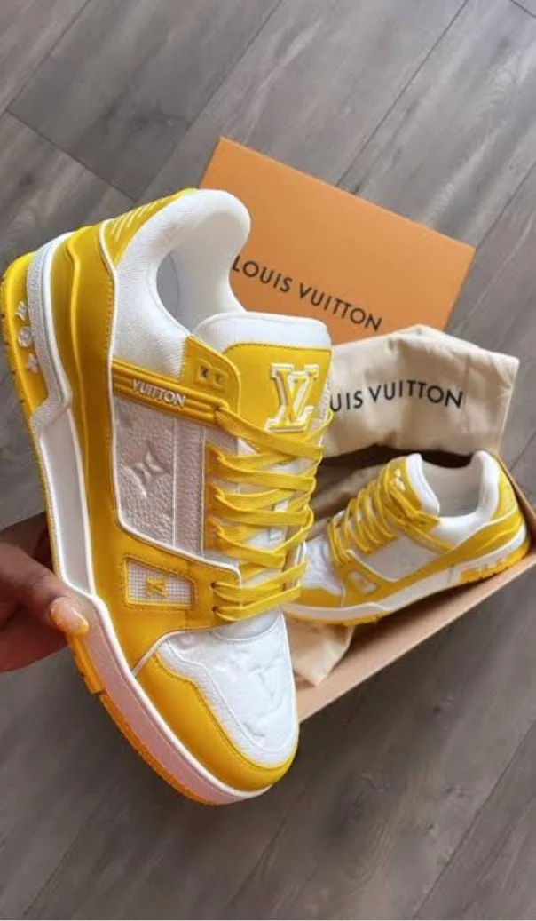 Louis Vuitton LV Monogram White Yellow Trainer Sneakers