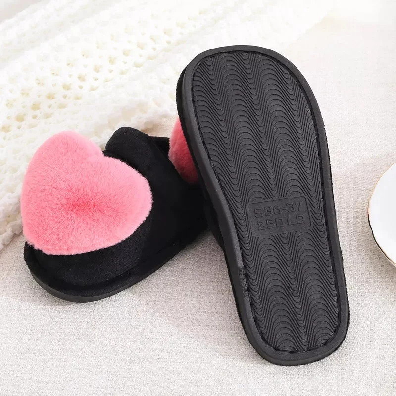 Love Slippers Women Fluffy Slippers Faux Fur Pink Slides