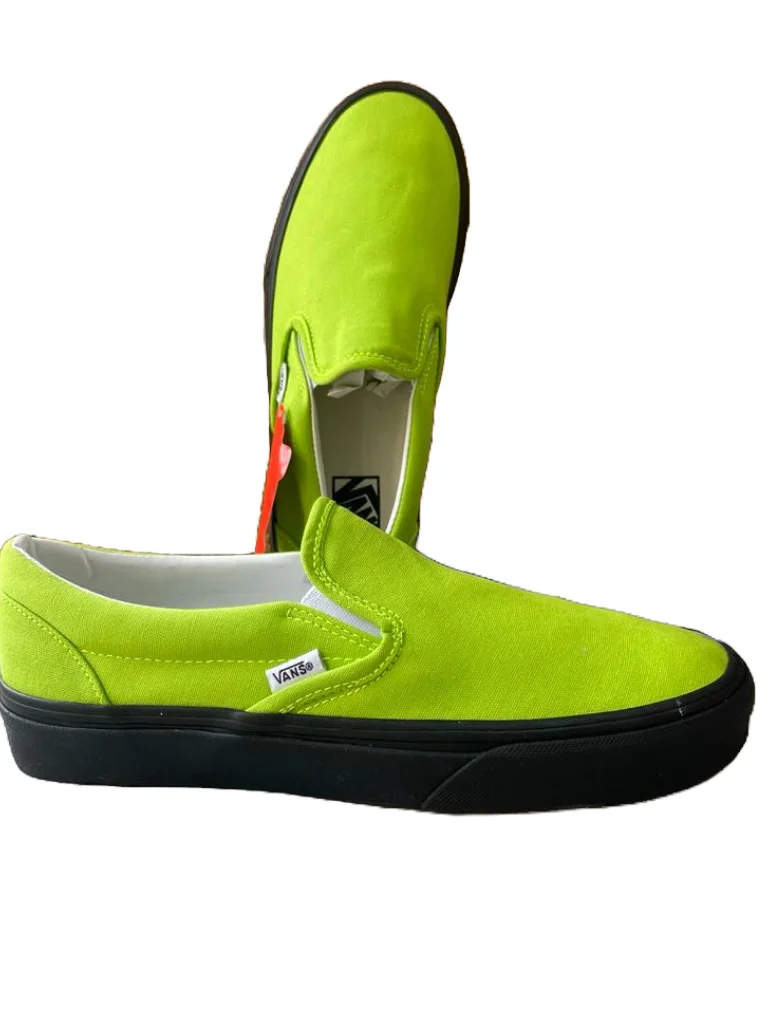 Low-top Slip On Double Sole Authentic Vans Shoes - Lime Green Black