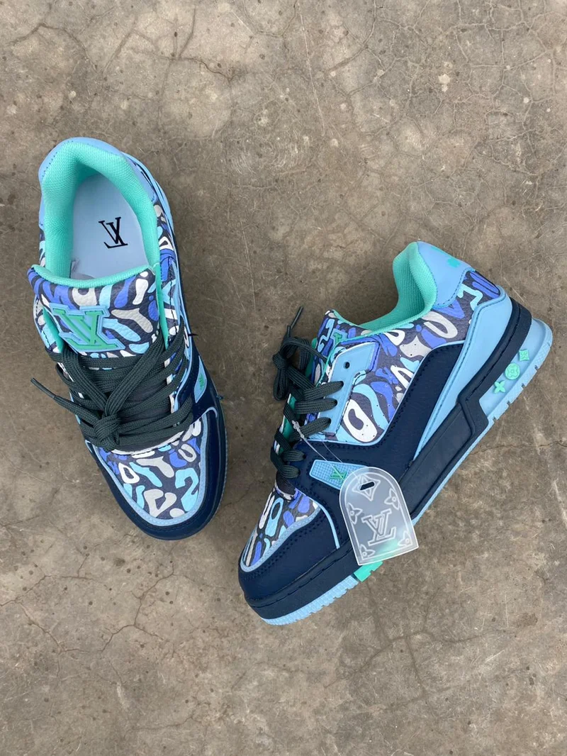 LV Trainer leather low trainers