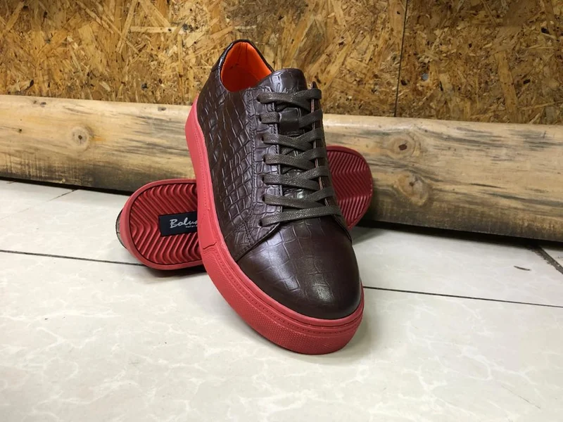 Maroon Boludi Genuine Leather Sneakers Comfortable Flexible Sneakers