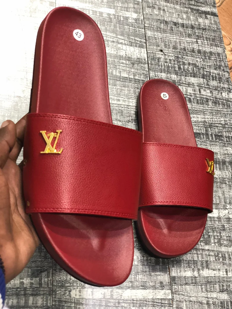Maroon Louis Vuitton Unisex Slides