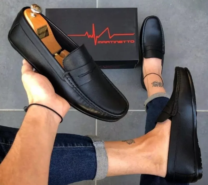 Martinetto Loafers Black Casual Mens Slipon Shoes