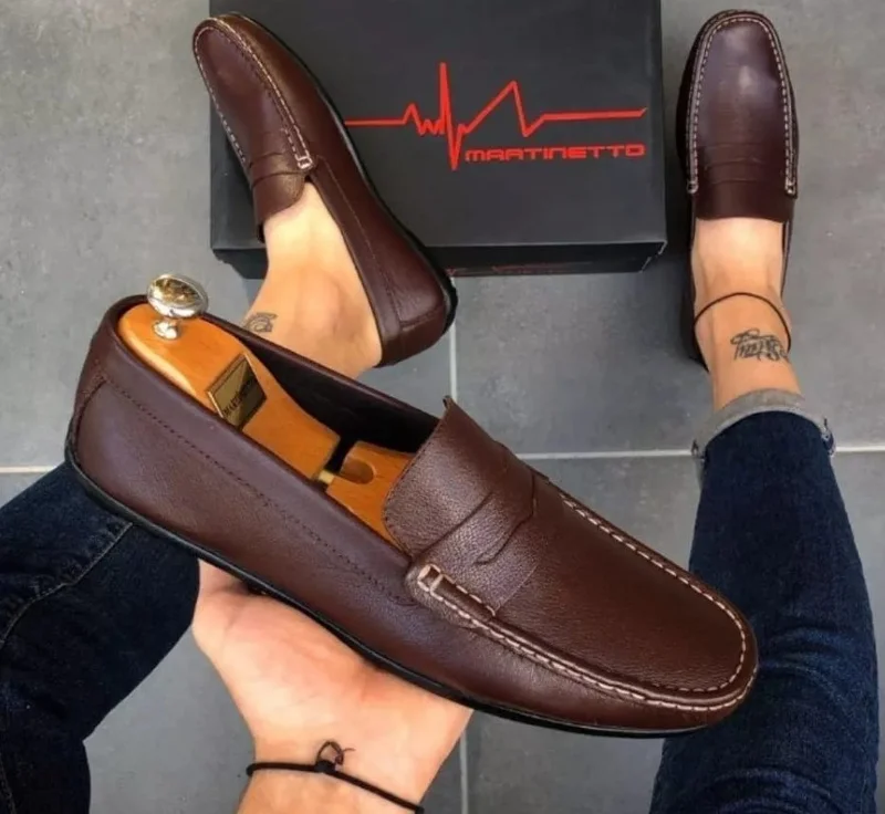 Martinetto Loafers Brown Casual Mens Slipon Shoes