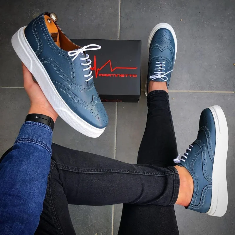 Martinetto Oxford Leather Sneakers Comfortable Flexible  Sneakers Brogue Shoes