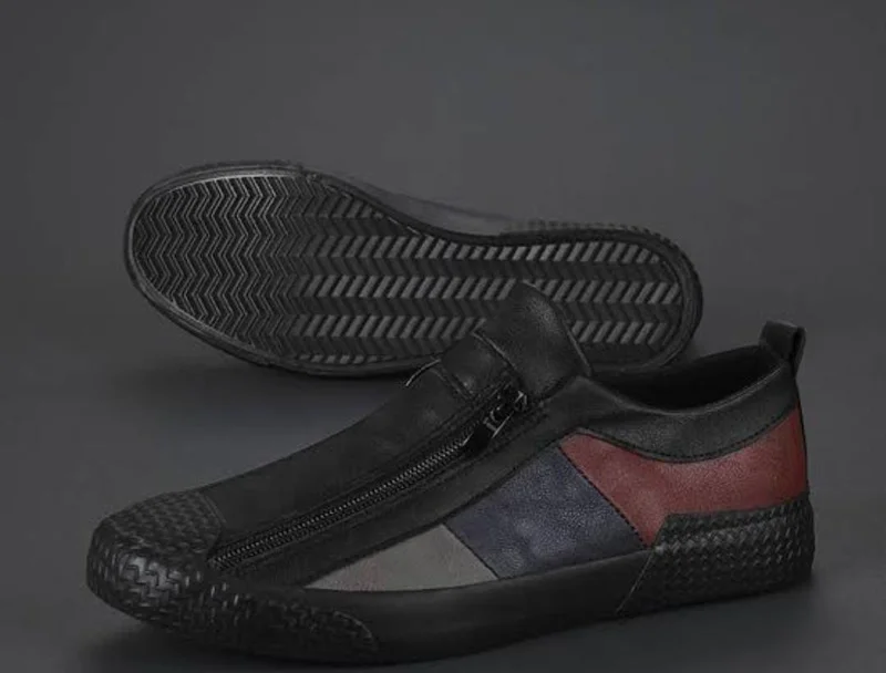 Men Casual Shoes Fashion Men New Comfort Black Laceless Zipper Shoes